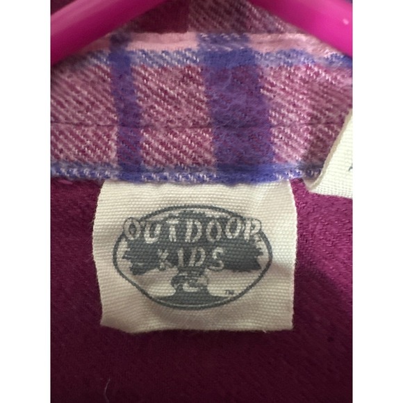 Outdoor Kids Plaid Flannel Button Up Shirt Purple Pink Blue Size S - Picture 5 of 6